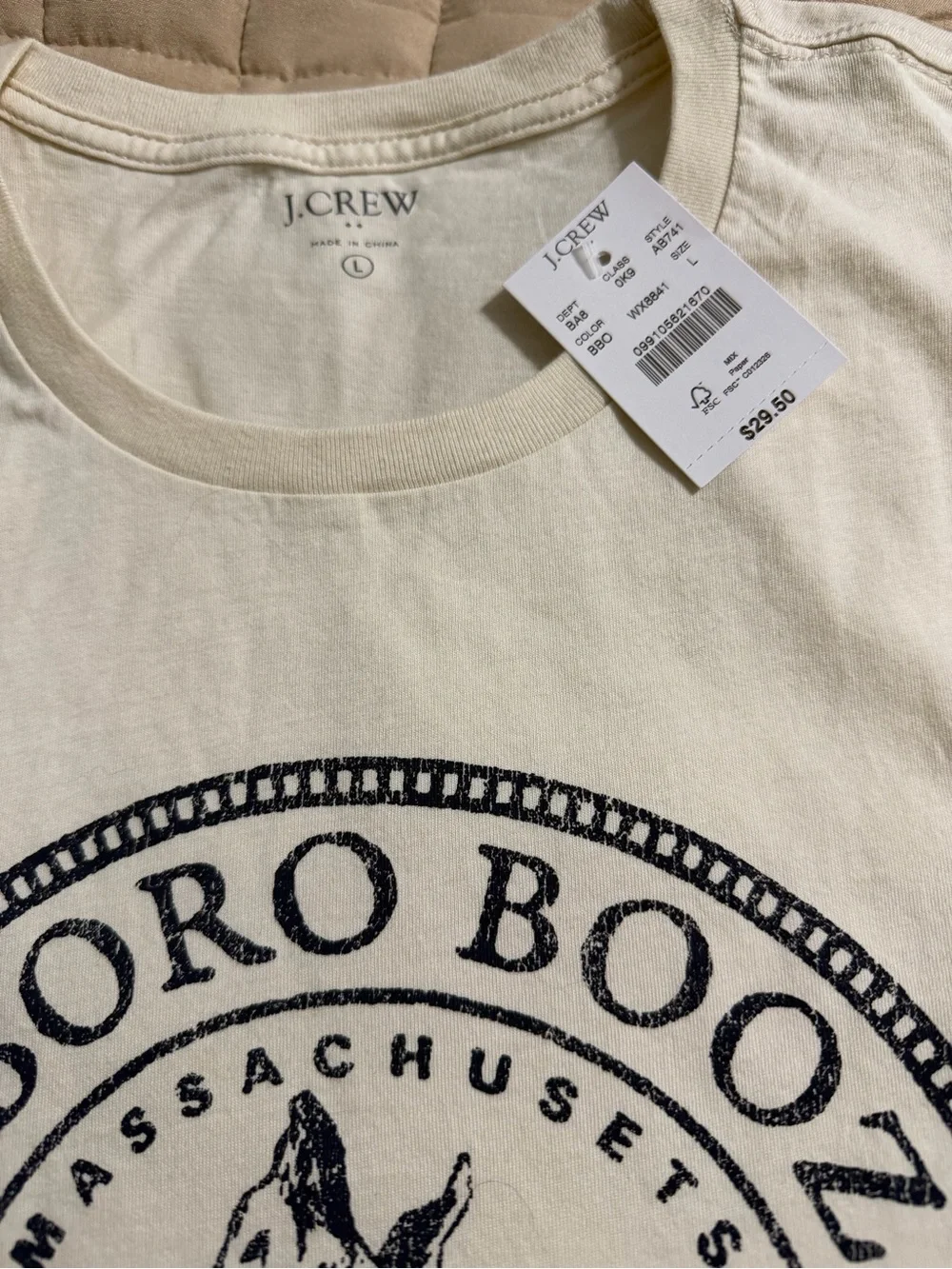 J. Crew Cream Short-Sleeve Boxboro Boozer Graphic Tee